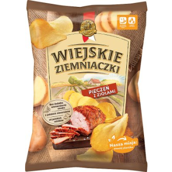 CHIPSY WIEJSKIE ZIEMNIACZKI PIECZEŃ Z ZIOŁAMI 130G