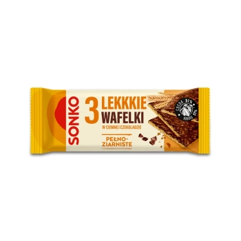 SONKO 3 WAFELKI LEKKIE  PEŁNOZIARNISTE W CZEKOLADZIE CIEMNEJ 11x36G