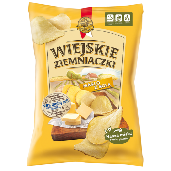 Chipsy Wiejskie Ziemniaczki masło z solą 130 g