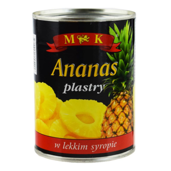 MK Ananas w Syropie - Puszka 565g Słodkich Plastrów Ananasa