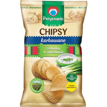 CHIPSY PRZYSNACKI KARBOWANE CEBULA W SMIETANIE.135G