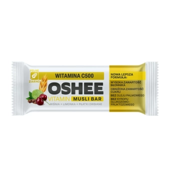 OSHEE BATON VITAMIN MUSLI WITAMINA C500 WIŚNIA LIMONKA PŁATKI OWSIANE 25x40G