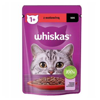 WHISKAS WOŁOWINA SASZETKA 85G