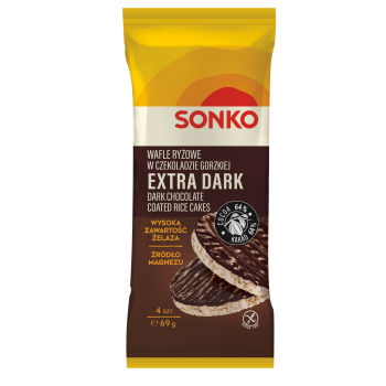 SONKO WAFLE RYŻOWE CZEKOLADA EXTRA GORZKA  69G