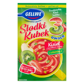 KISIEL GELLWE SLODKI KUBEK 3 OWOCE 30G TRUSKAWKA-KIWI-JABLKO