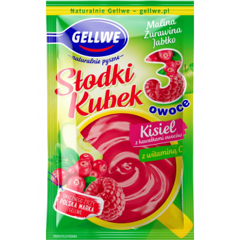 KISIEL GELLWE SLODKI KUBEK 3 OWOCE 30G MALINA-ZURAWINA-JABLK