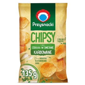 CHIPSY PRZYSNACKI KARBOWANE CEBULA W SMIETANIE.135G